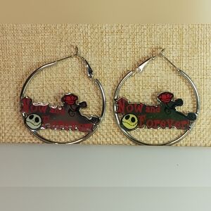 Disney Nightmare before Christmas hoop earrings, silver hoop earrings